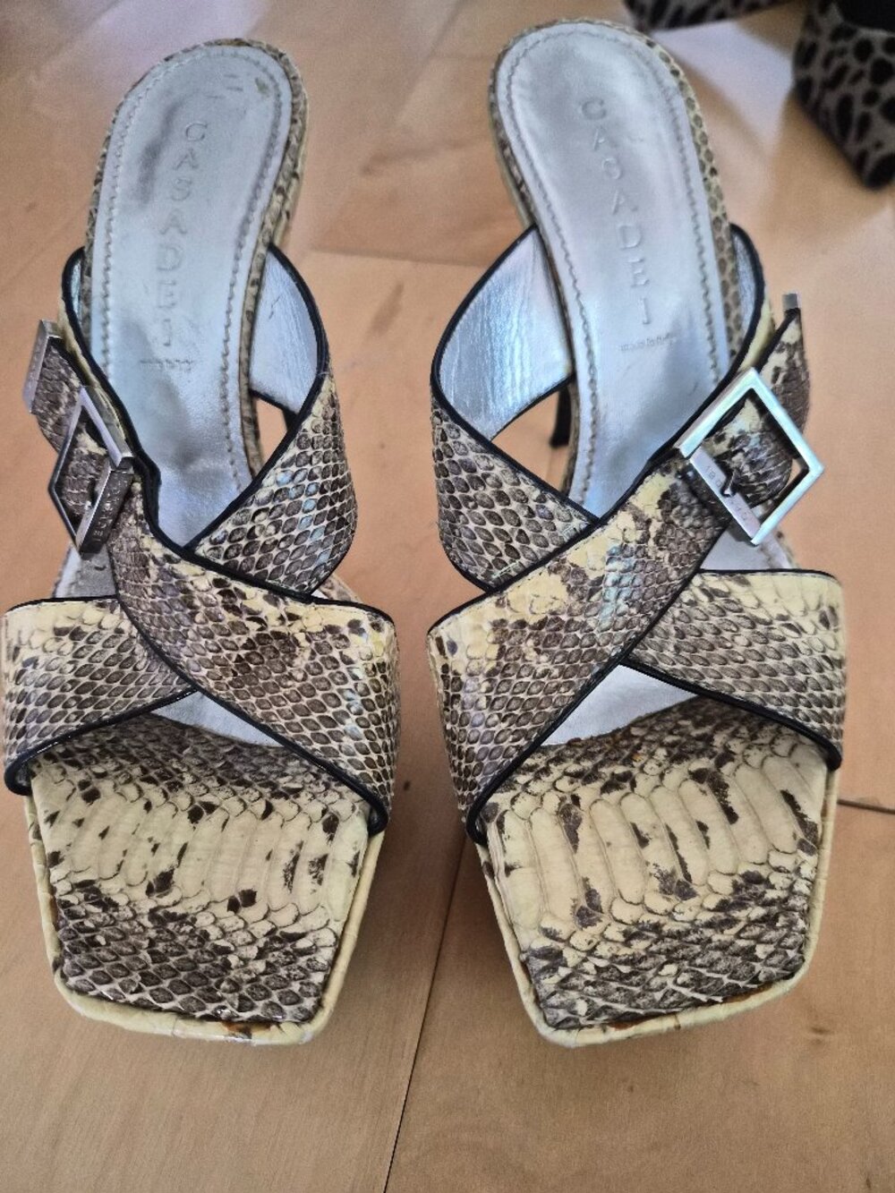 Vintage Casadei Snakeskin Platform Sandals Size 9